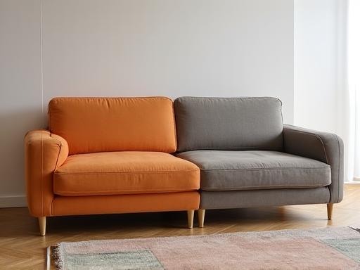 Modular sofa being reconfigured in a small studio apartment