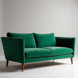 Mid-century modern teal velvet sofa