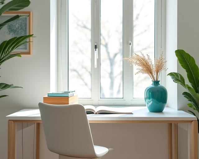 Modern workspace with home decor accents